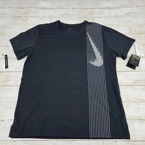 Nike Mens Dri-FIT Training Shirt Black Graphic Swoosh AQ0443-010 Size L NEW